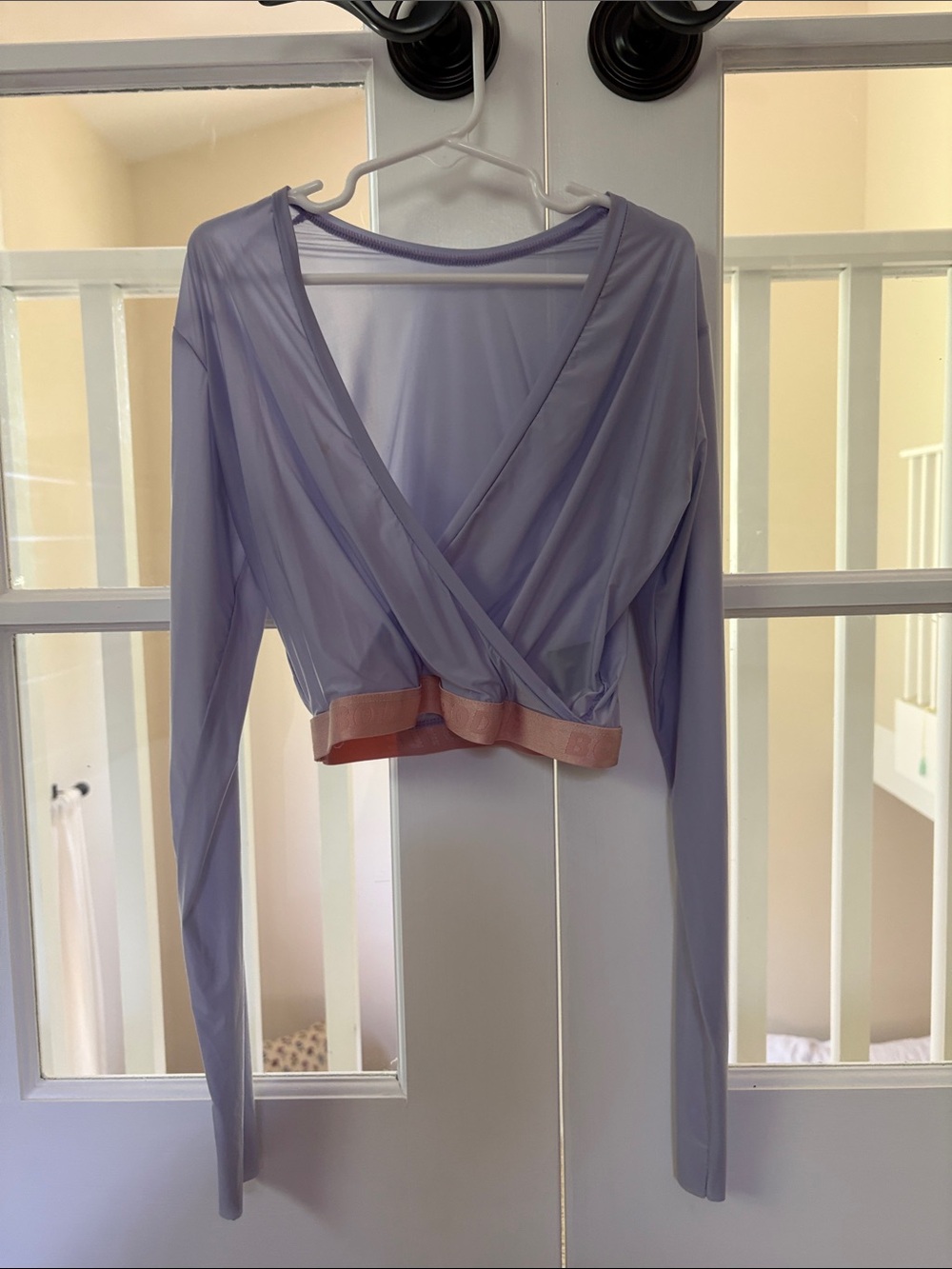 Bodile Lilac Body Gloss Crop with Pink Band size: s/m
